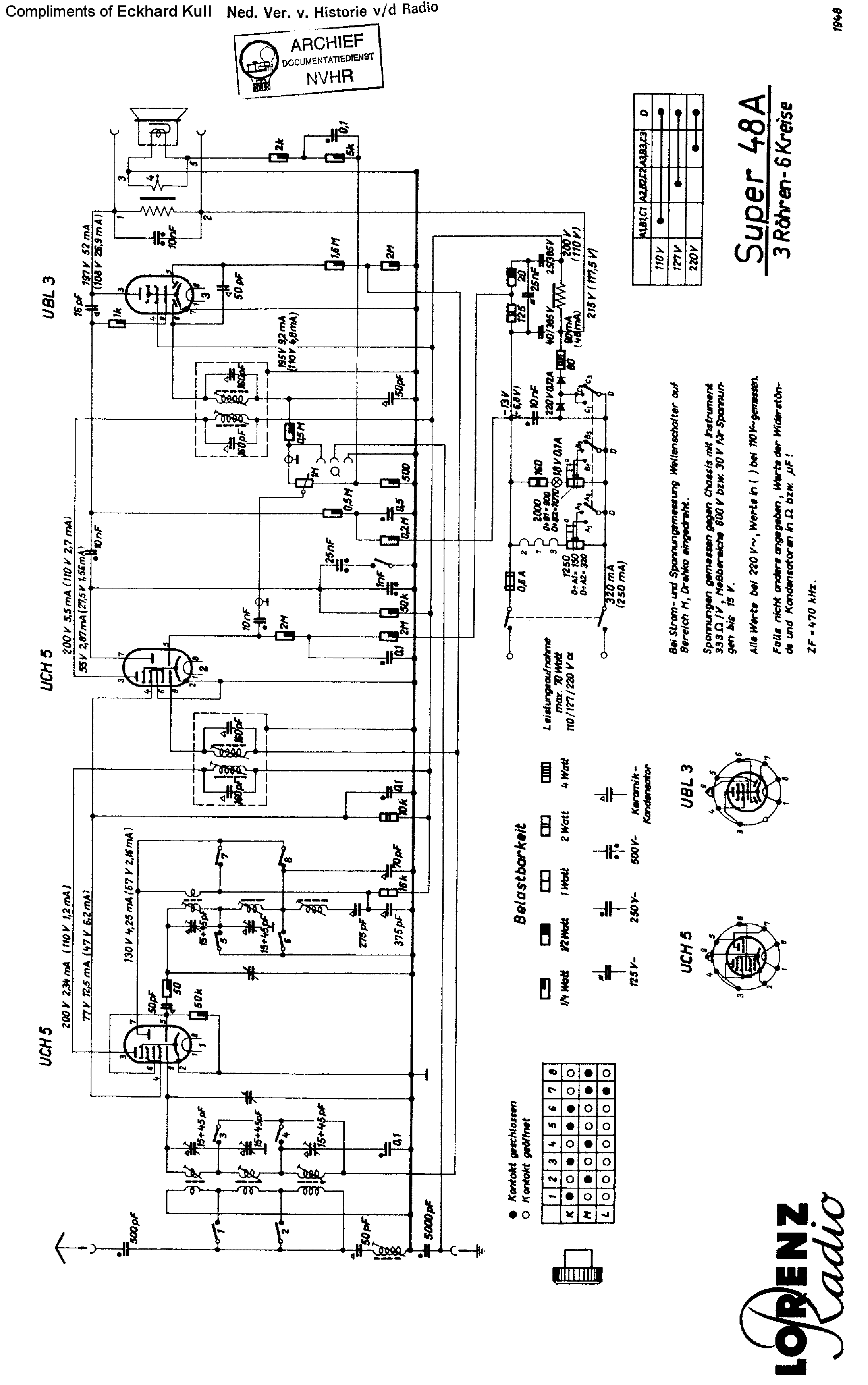 LORENZ 48A DC RECEIVER 1948 SM Service Manual download, schematics ...