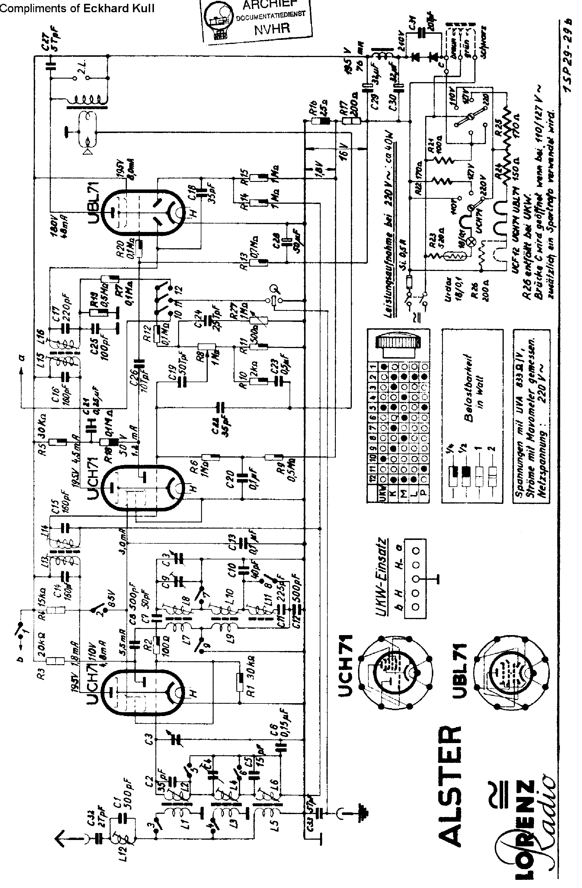 LORENZ ALSTER AC-DC RECEIVER 1950 SM service manual