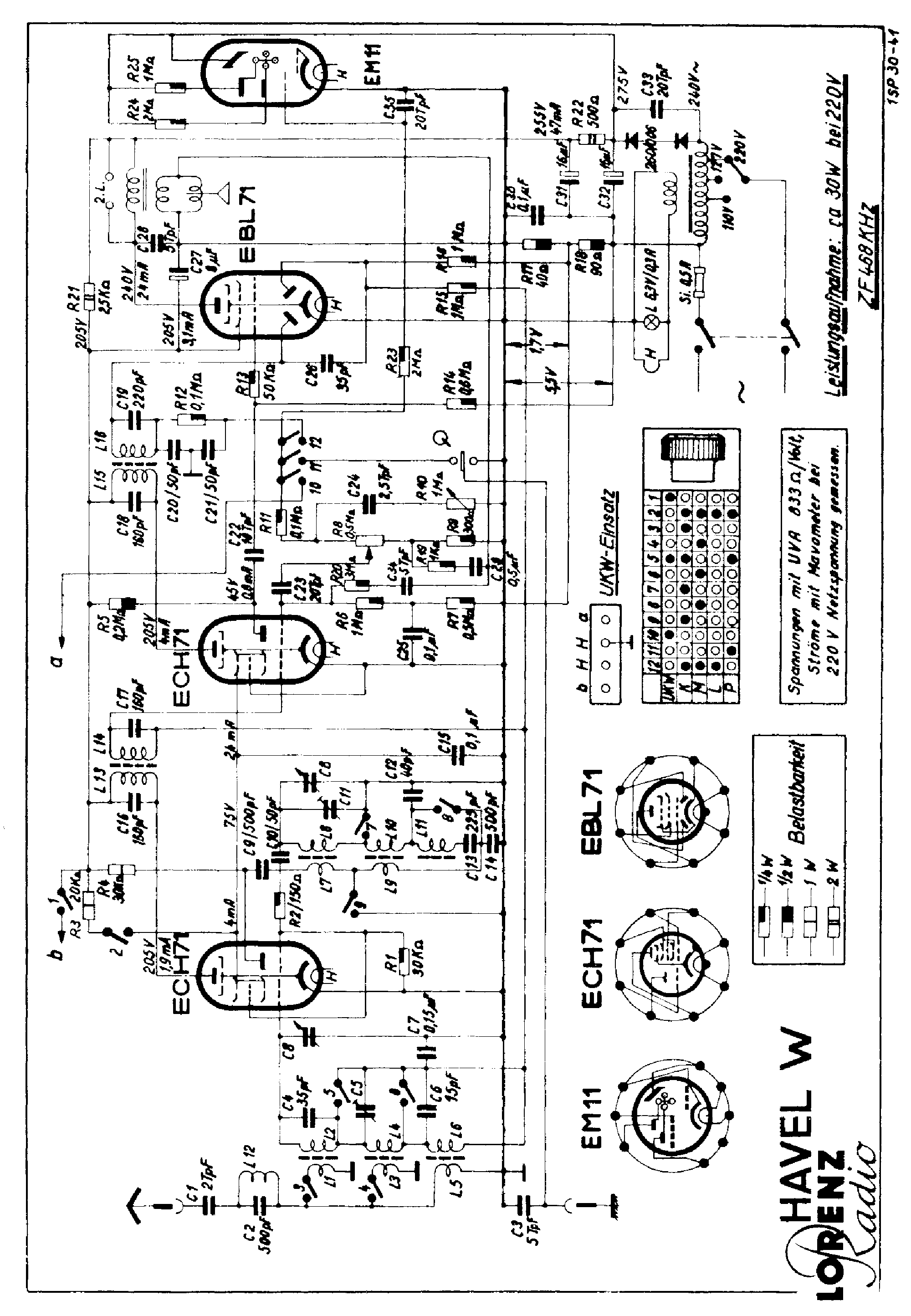 LORENZ HAVELW AC RECEIVER 1950 SM service manual