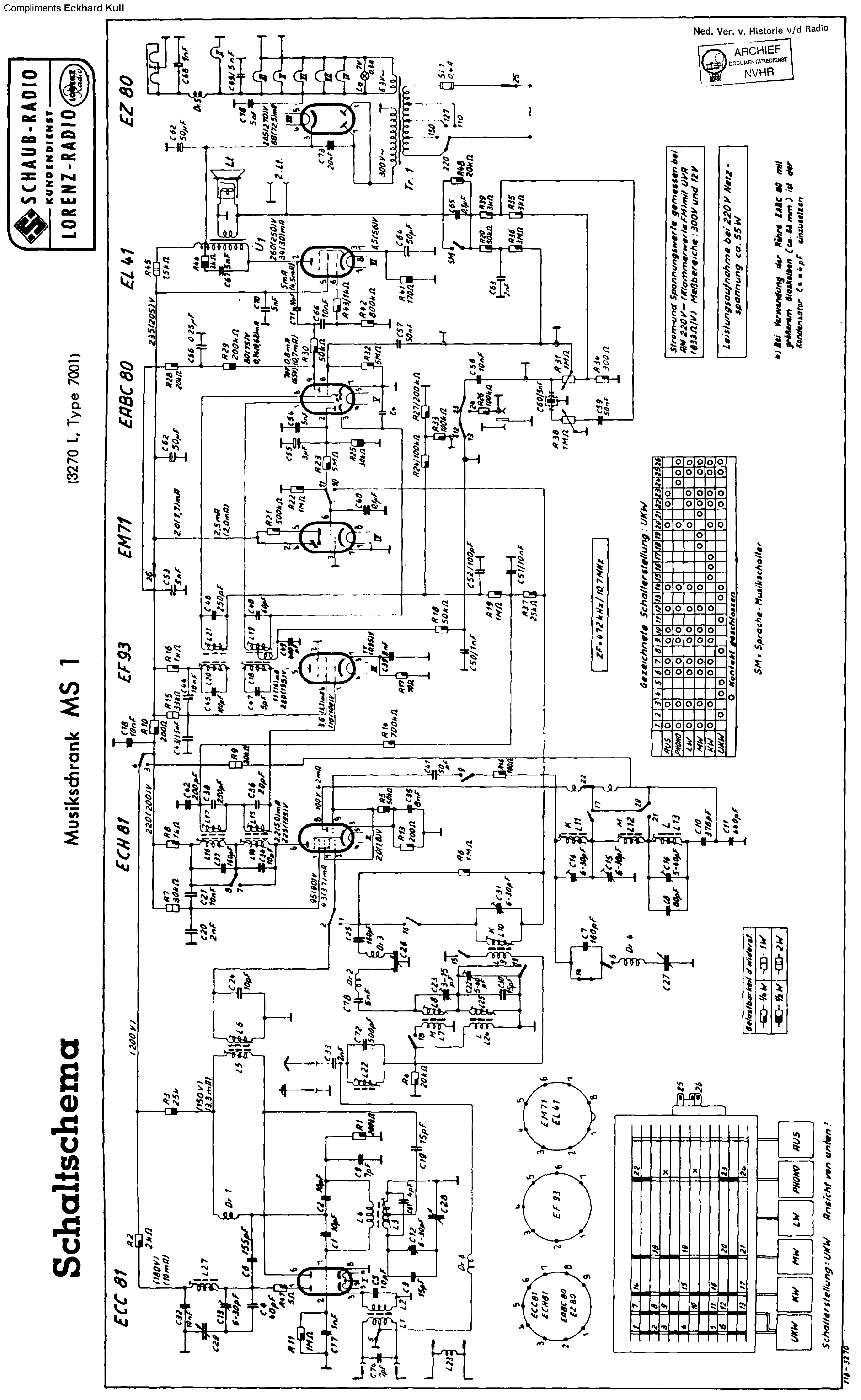 LORENZ MS1 AM-FM AC RECEIVER SCH service manual