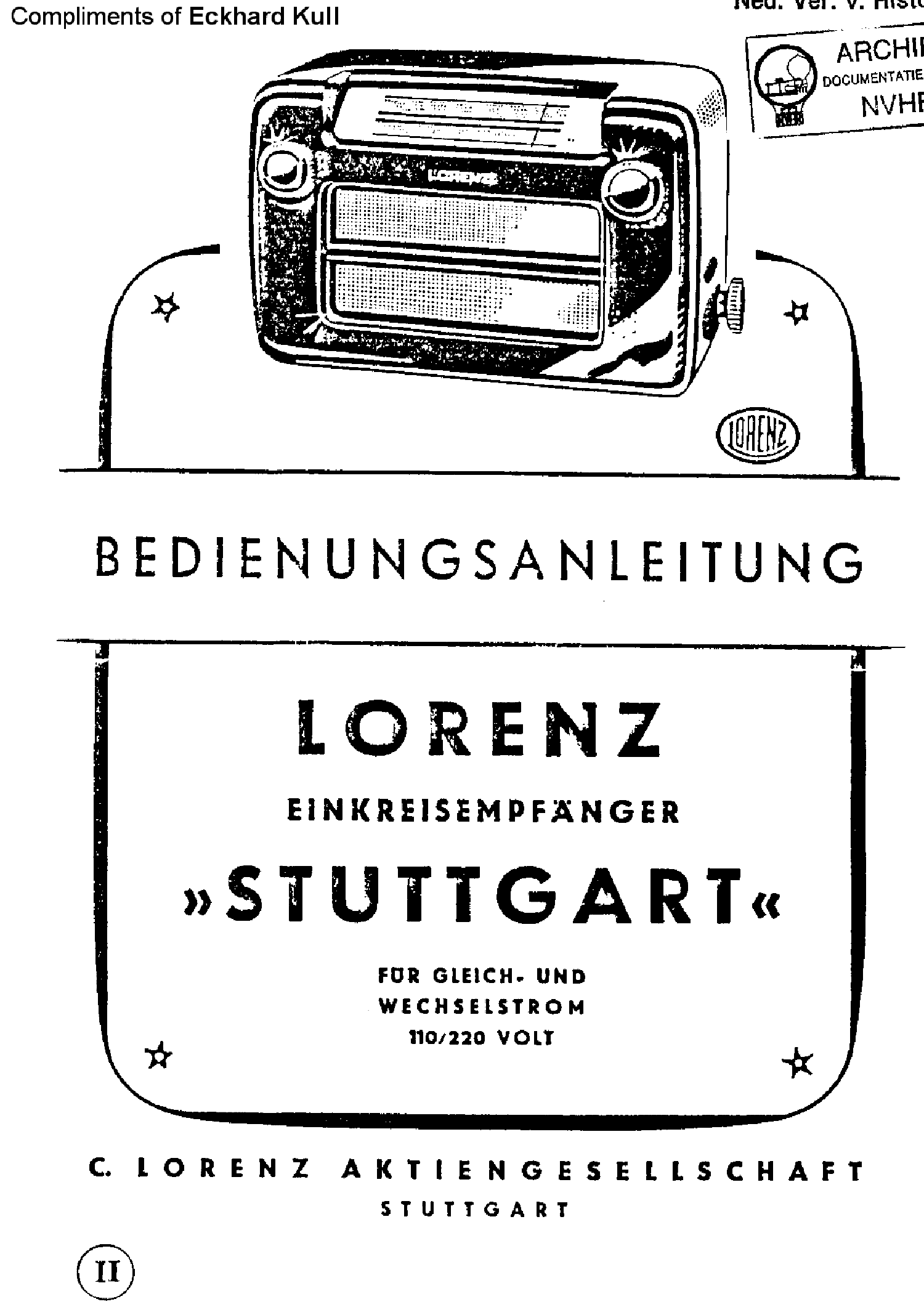 LORENZ S50 STUTTGART AC-DC RECEIVER USR SM service manual