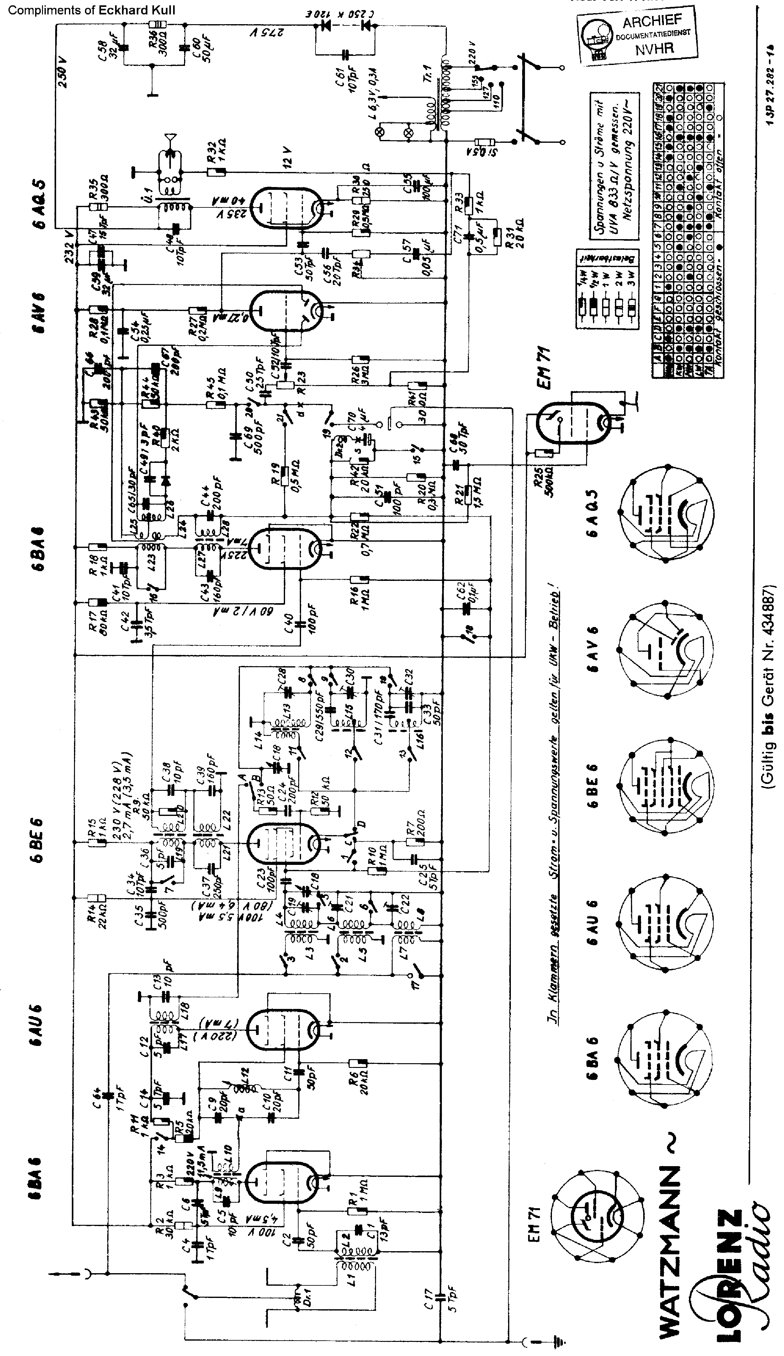 LORENZ WATZMANN AM-FM RECEIVER 1951 SCH Service Manual Download