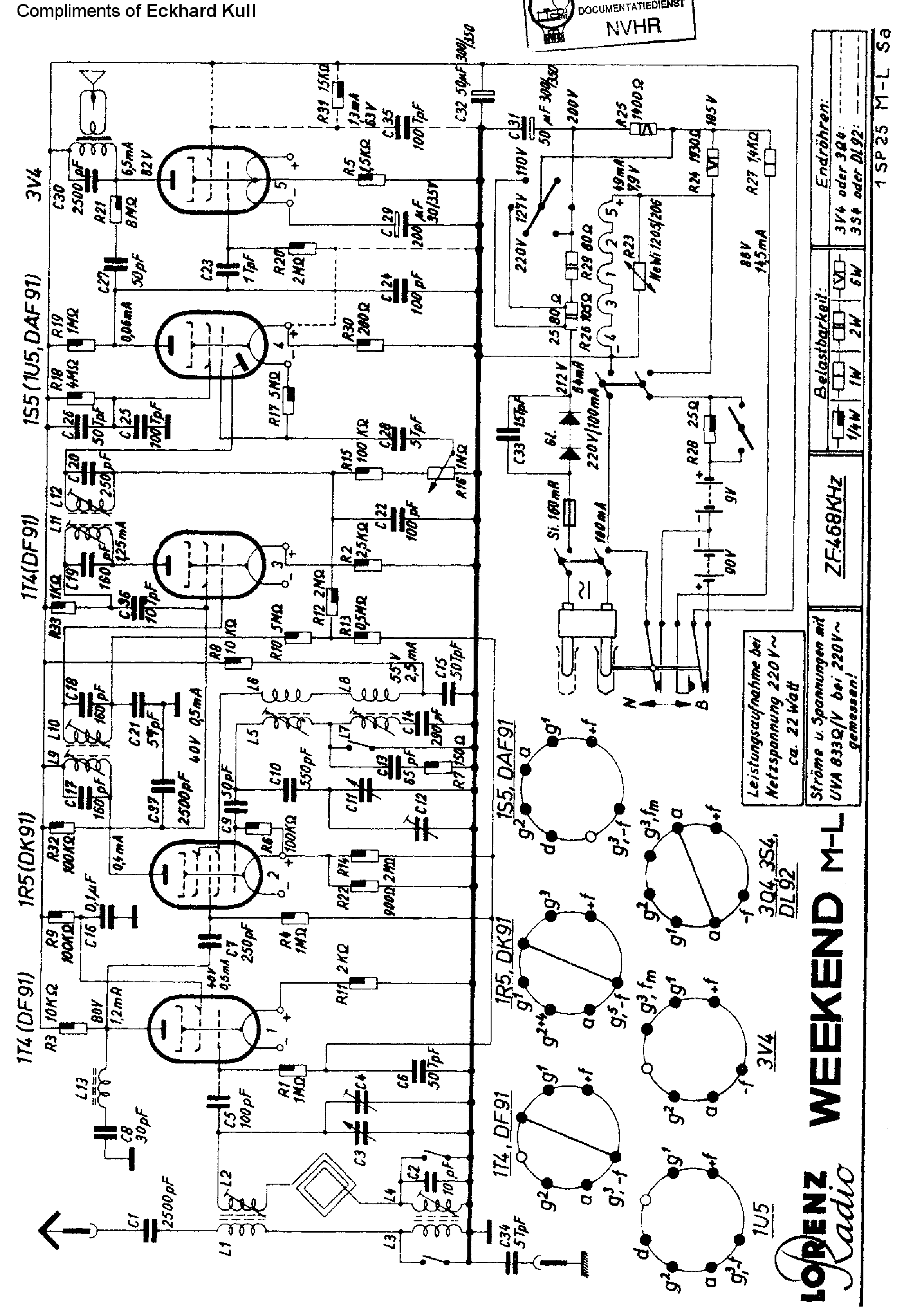 LORENZ WEEKENDML BATTERY RECEIVER 1951 SCH service manual