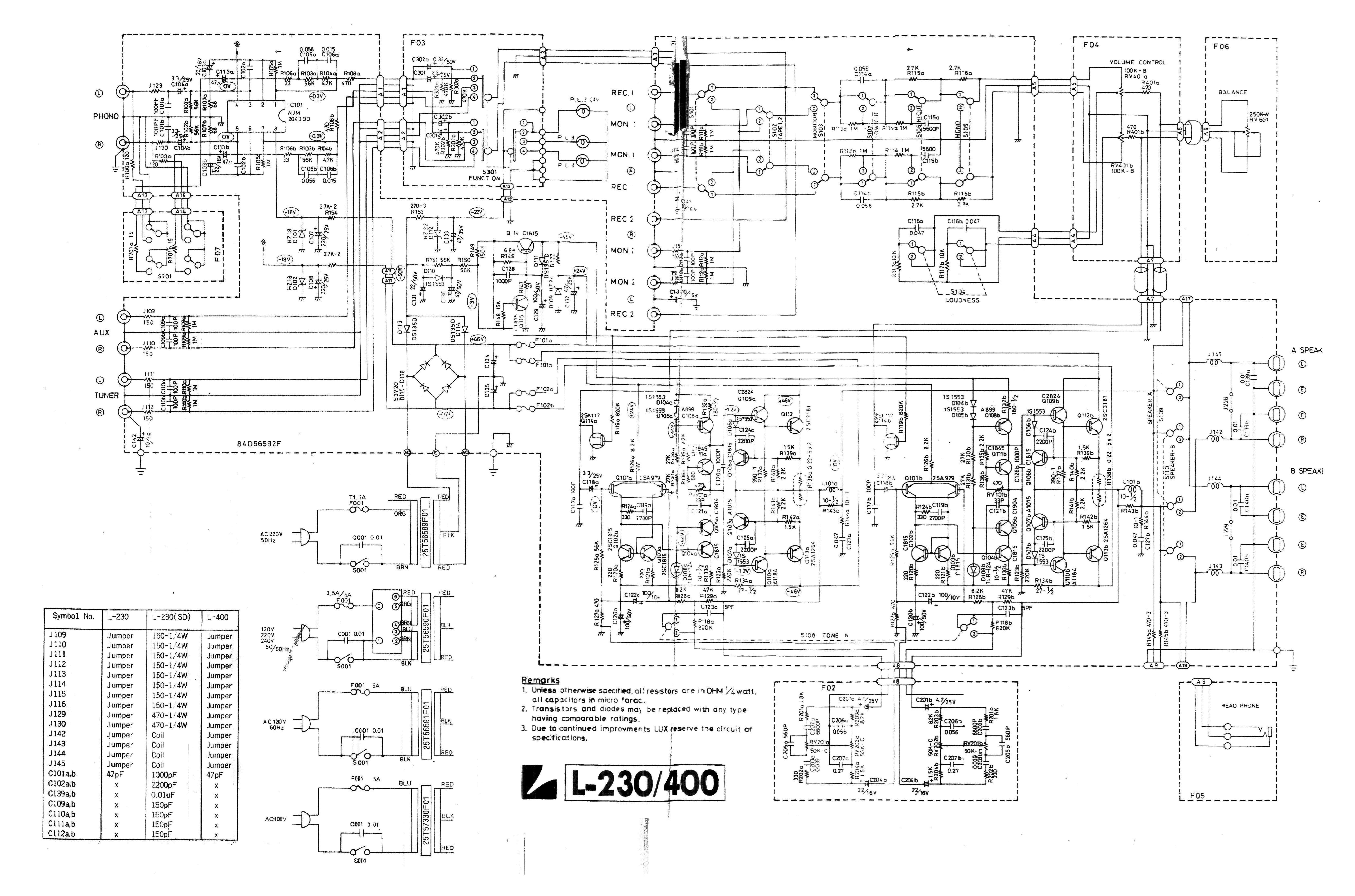 LUXMAN L-400 L-230 SCHEMATIC Service Manual download, schematics, eeprom,  repair info for electronics experts