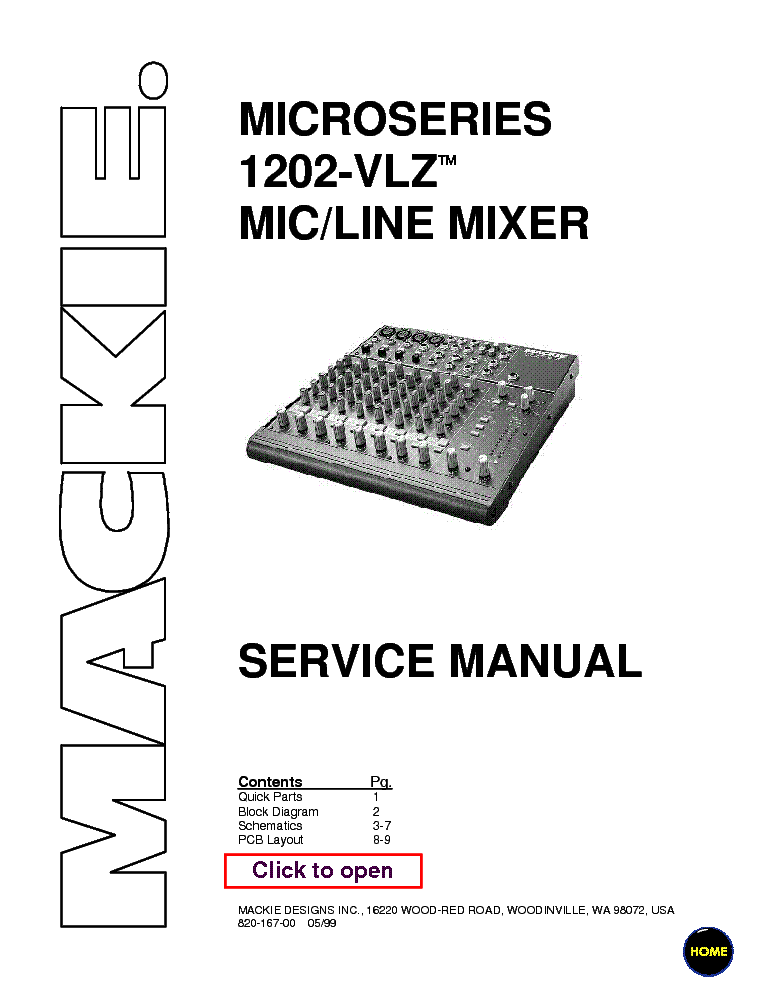 MACKIE 1202-VLZ MIXER Service Manual download, schematics, eeprom 