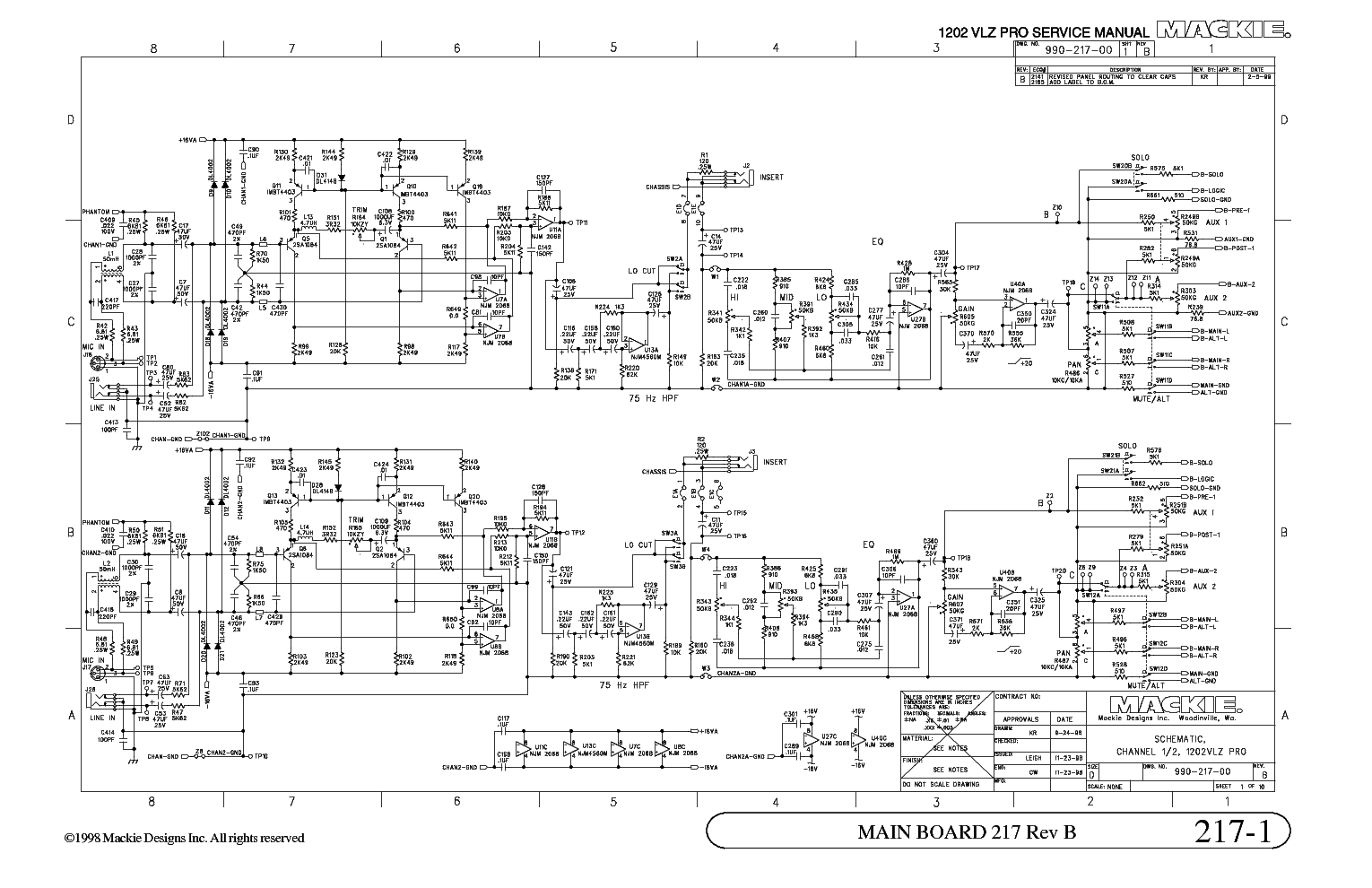 Mackie  Vlz Pro Schematic Diagram Service Manual St Page