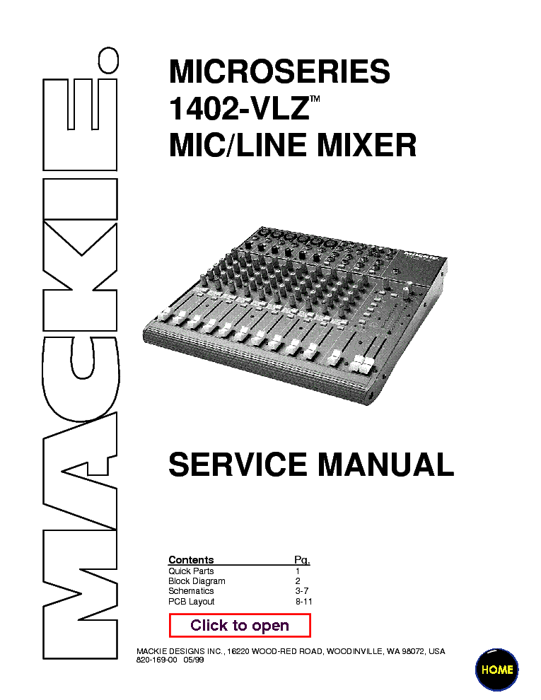 MACKIE 1402-VLZ MIXER service manual (1st page)