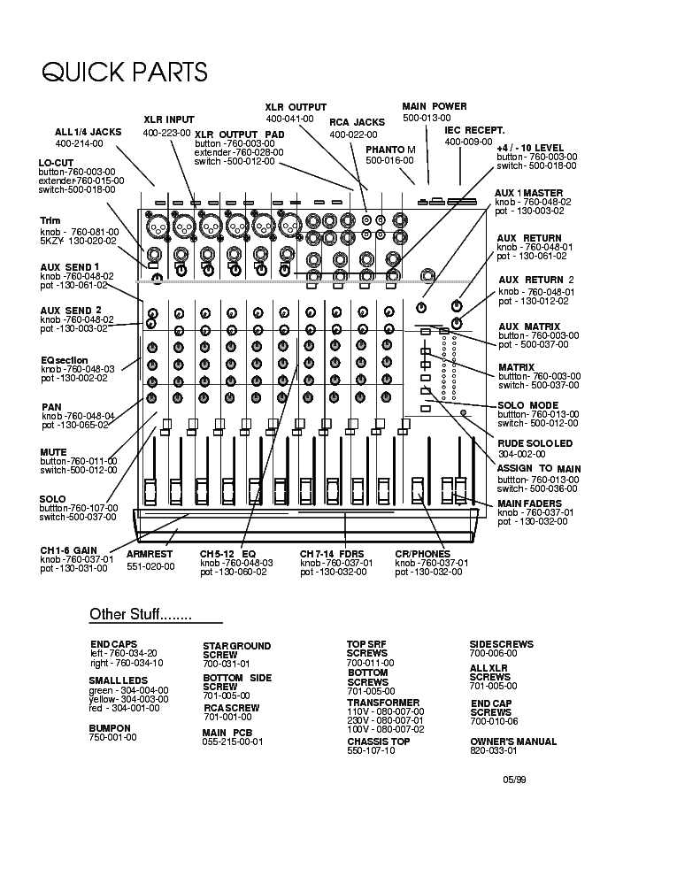 MACKIE 1402-VLZ MIXER Service Manual download, schematics, eeprom