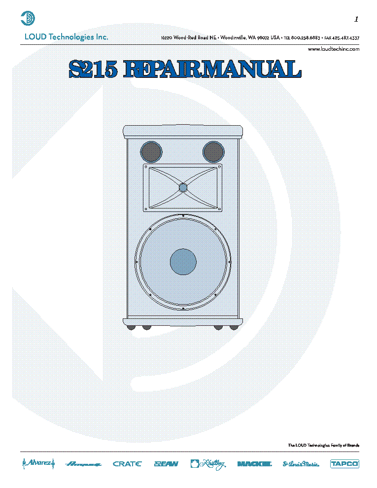 MACKIE S215 service manual (1st page)