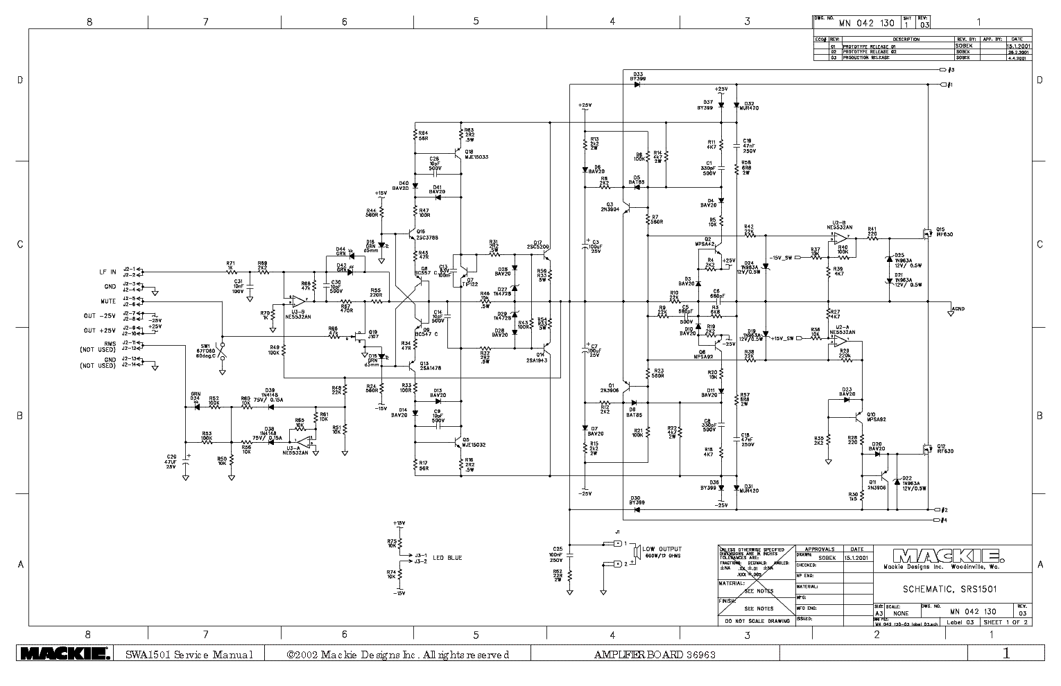 MACKIE SWA1501 SCH Service Manual download, schematics, eeprom, repair