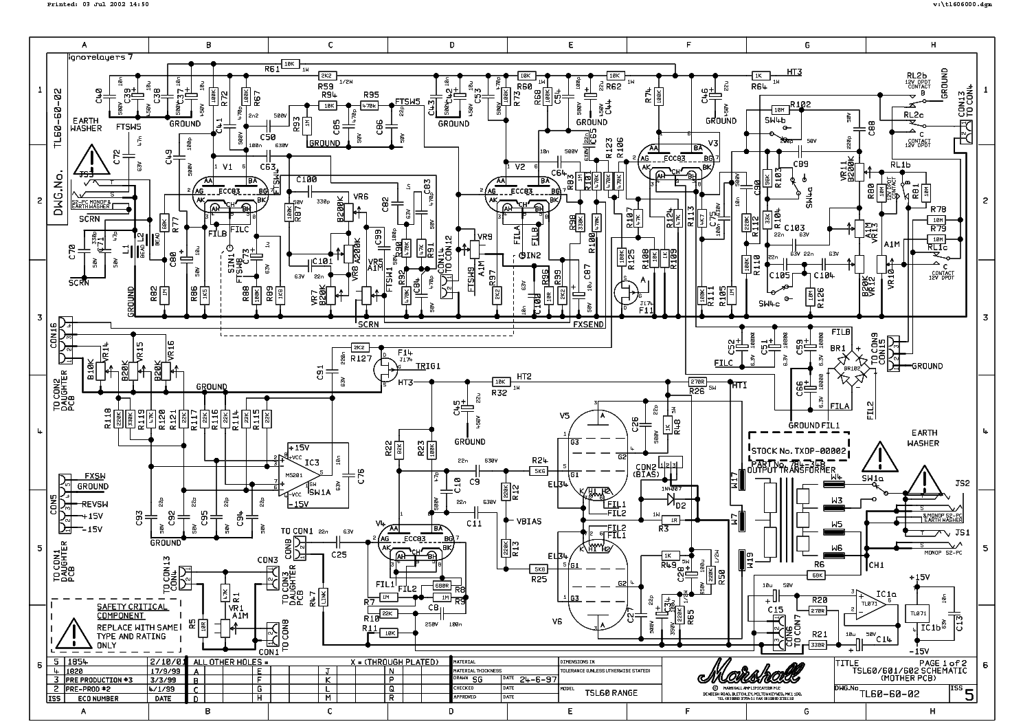 MARSHALL JCM2000 TSL60 60W Service Manual download, schematics