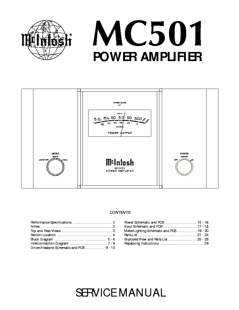 MCINTOSH MC501 SM service manual