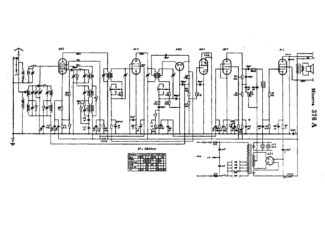 MINERVA 376A AM RADIO RECEIVER SCH service manual