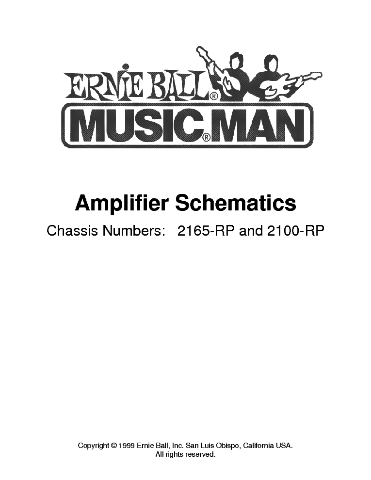 MUSIC MAN 2165RP 2100RP AMPLIFIER 1999 SCH Service Manual download