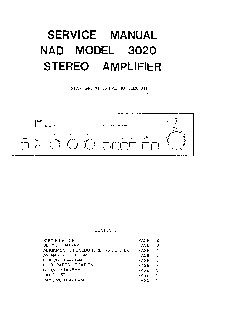 NAD 3020 PARTS SCH service manual (1st page)