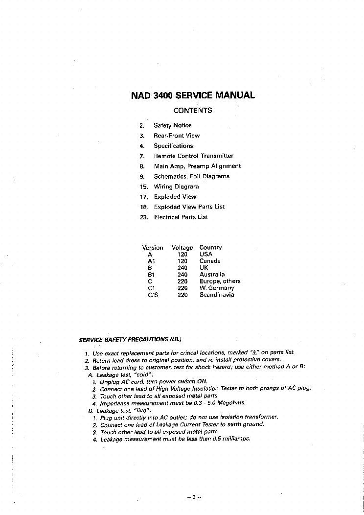 NAD 3400 INTEGRATED AMPLIFIER service manual (2nd page)