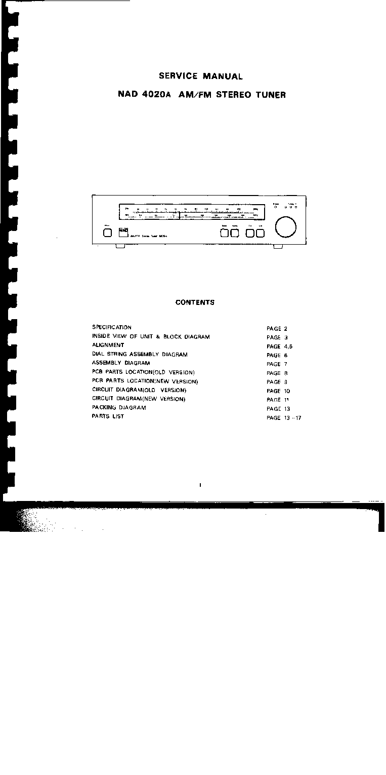 NAD 4020A AM-FM STEREO TUNER SM service manual (1st page)