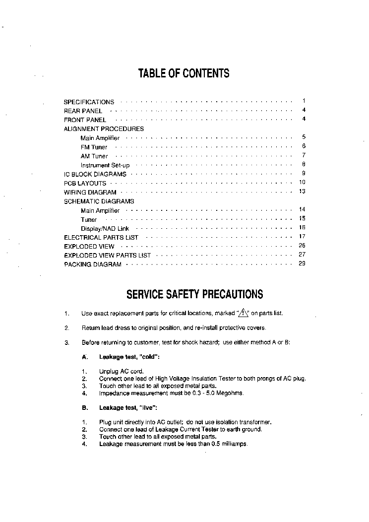NAD 701 SM service manual (2nd page)