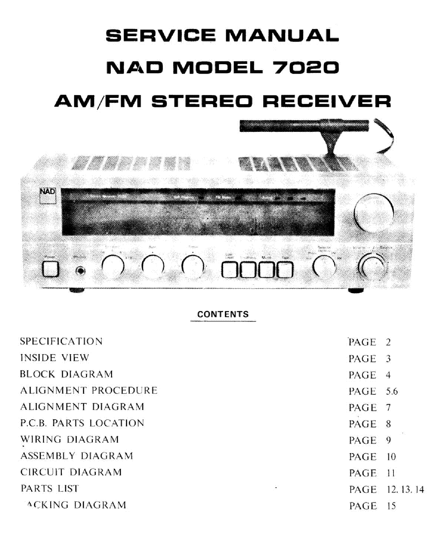 NAD 7020 SM service manual (2nd page)