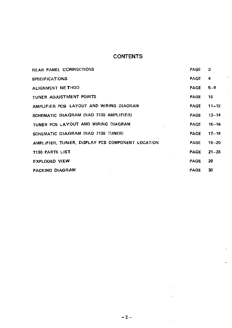 NAD 7130 SM service manual (2nd page)