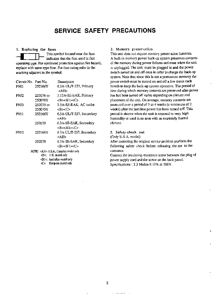 NAD AV716 SM service manual (2nd page)