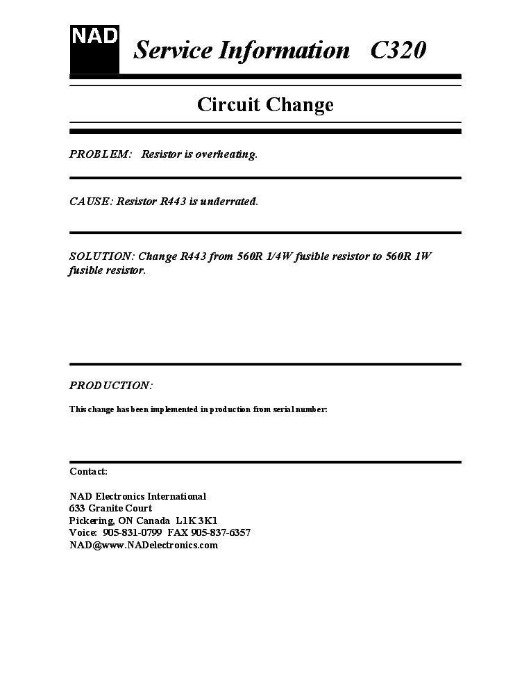 NAD C320 HEATED R443 INFO service manual (1st page)