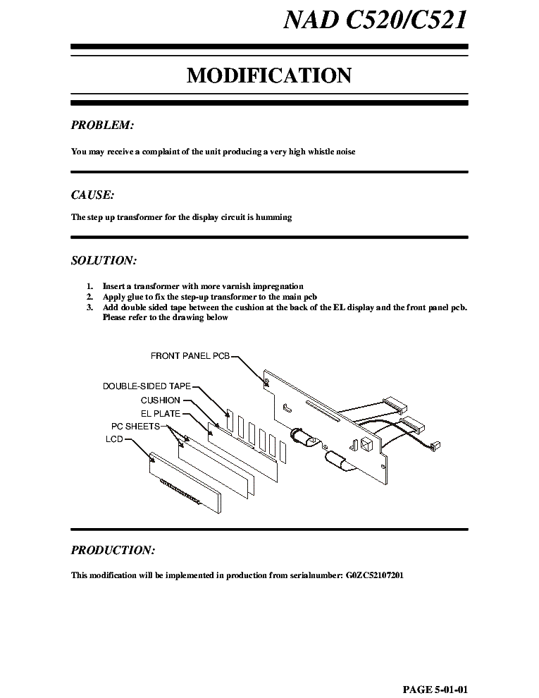 NAD C520 C521 MODIFICATION PAGE 5-01-01 service manual