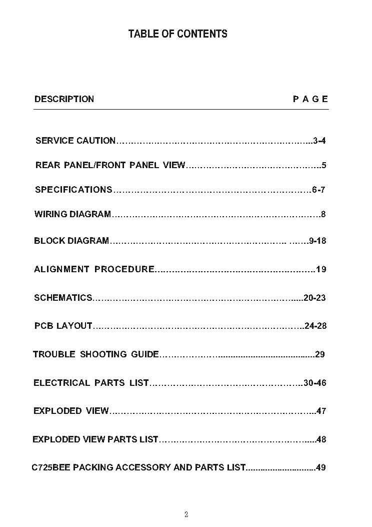 NAD C725BEE SM service manual (2nd page)