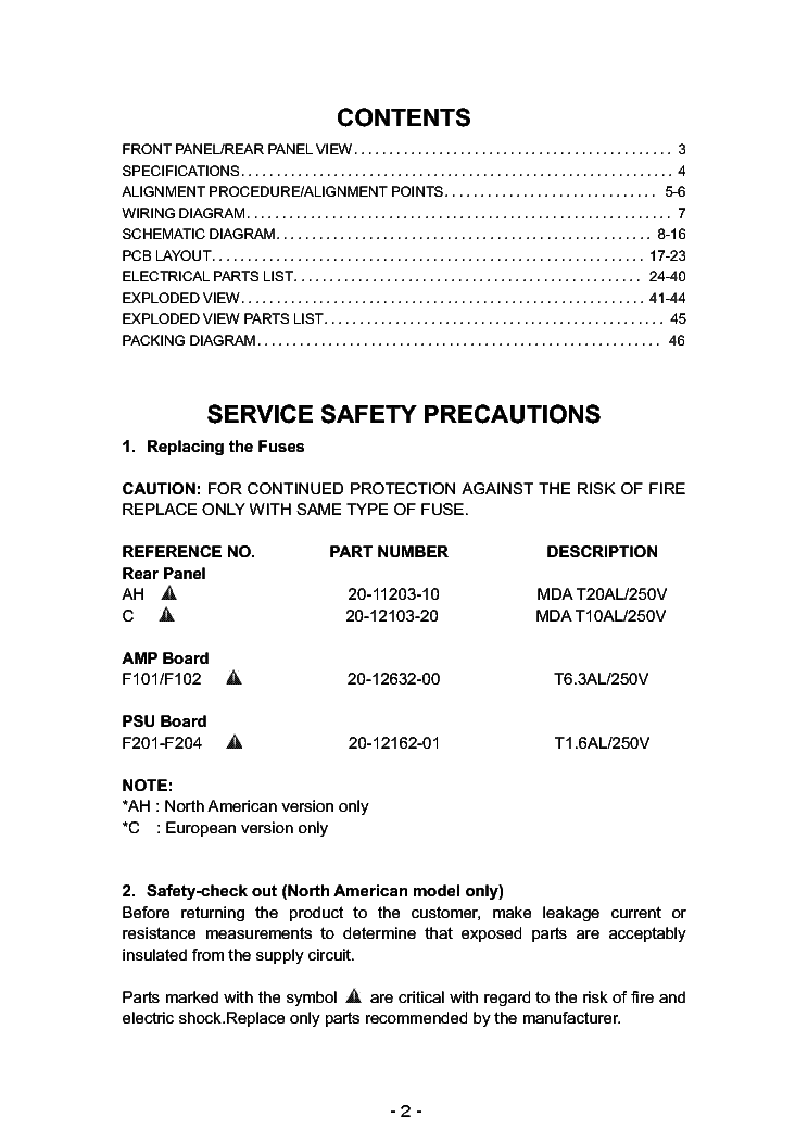 NAD M-25 SM service manual (2nd page)