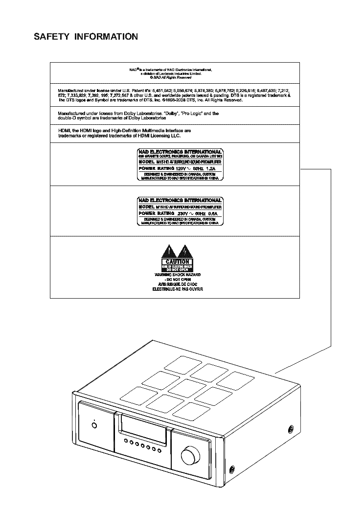 NAD M15-HD SM service manual (2nd page)