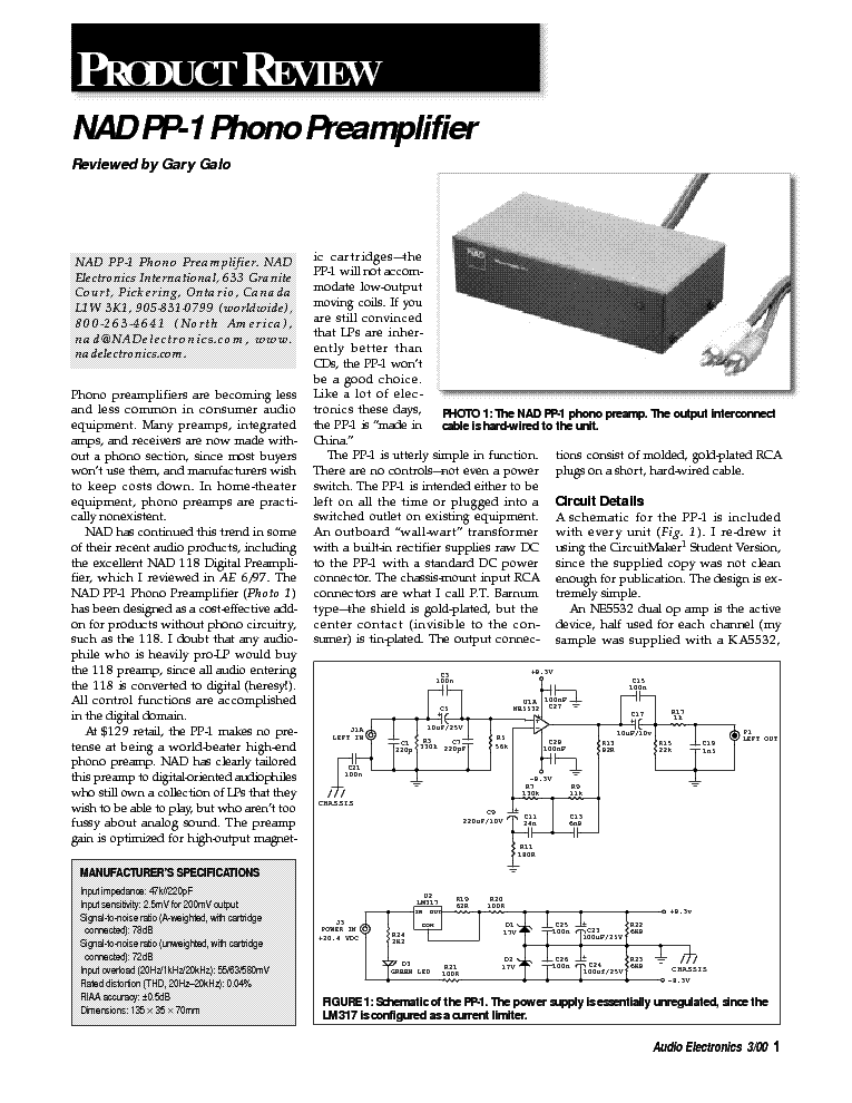 NAD PP-1 PHONO PREAMPLIFIER service manual (1st page)