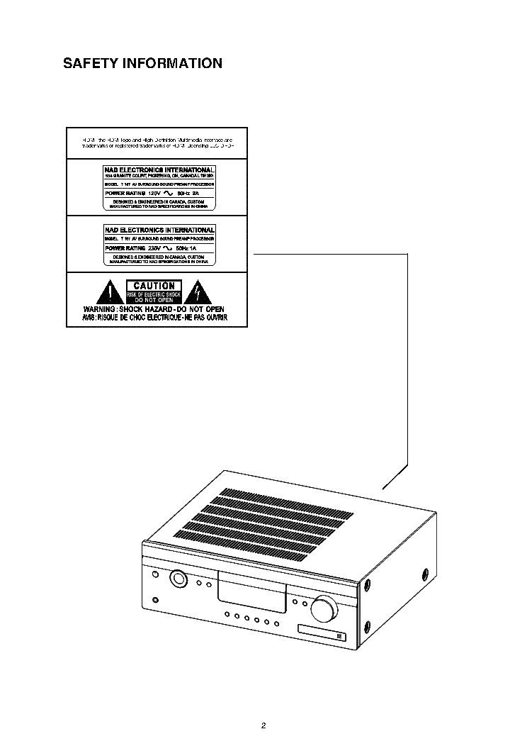 NAD T187 service manual (2nd page)