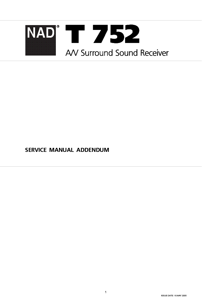 NAD T752 SM ADD 1 service manual (1st page)