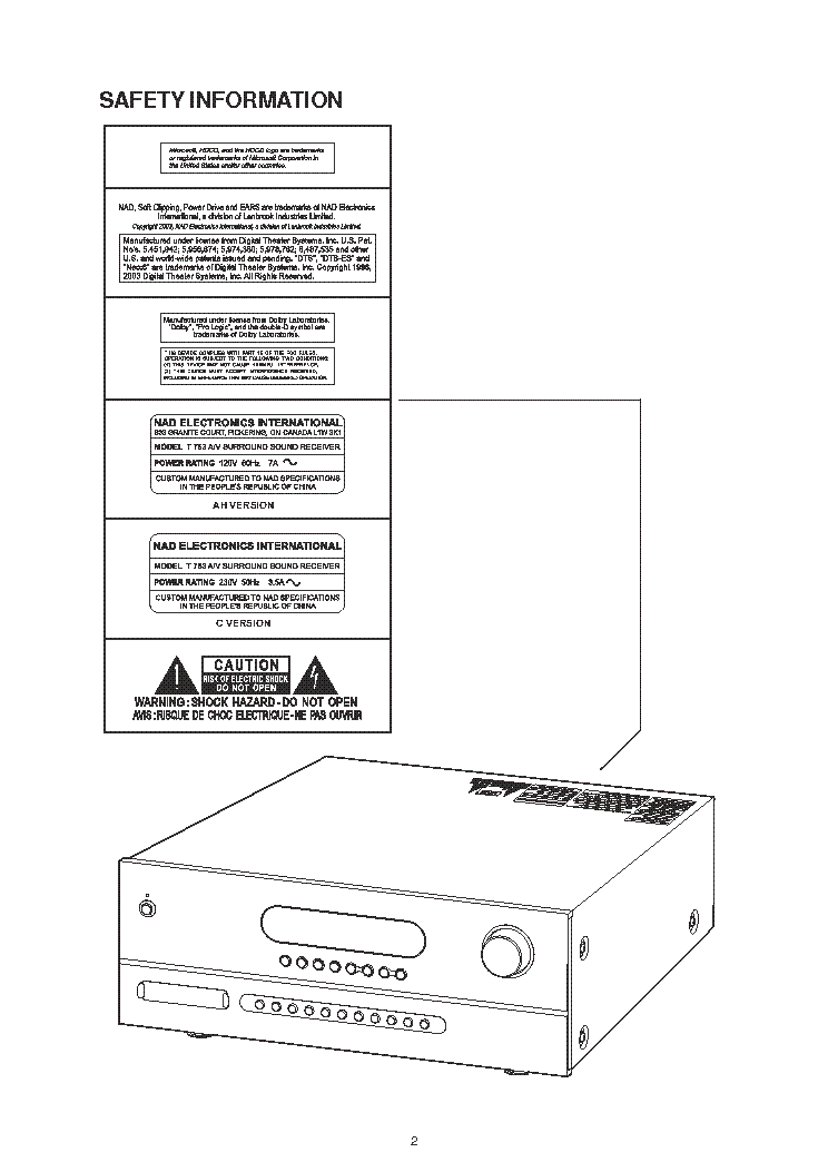 NAD T763 SM 1 service manual (2nd page)