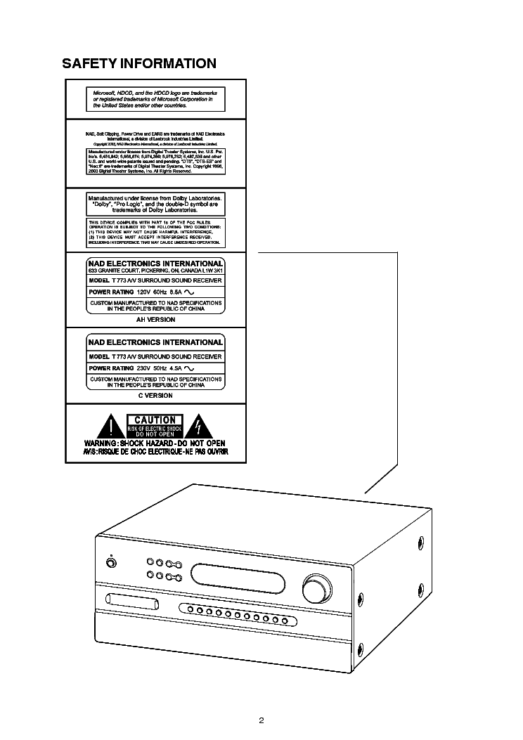 NAD T773 SM 3 service manual (2nd page)