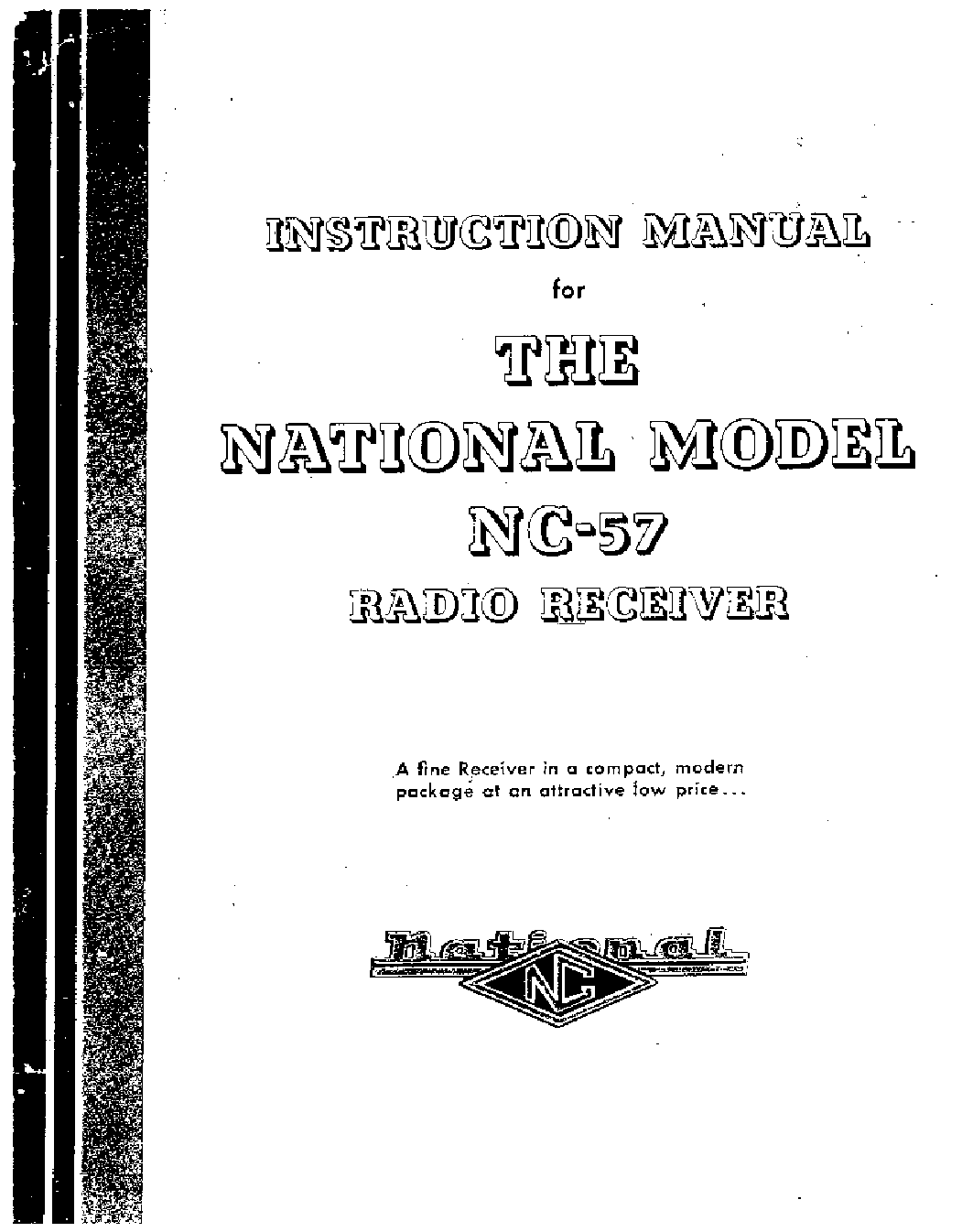 NATIONAL NC57 RECEIVER service manual