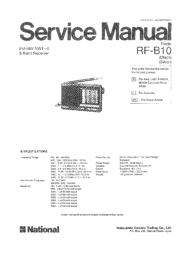 NATIONAL RF B10 service manual