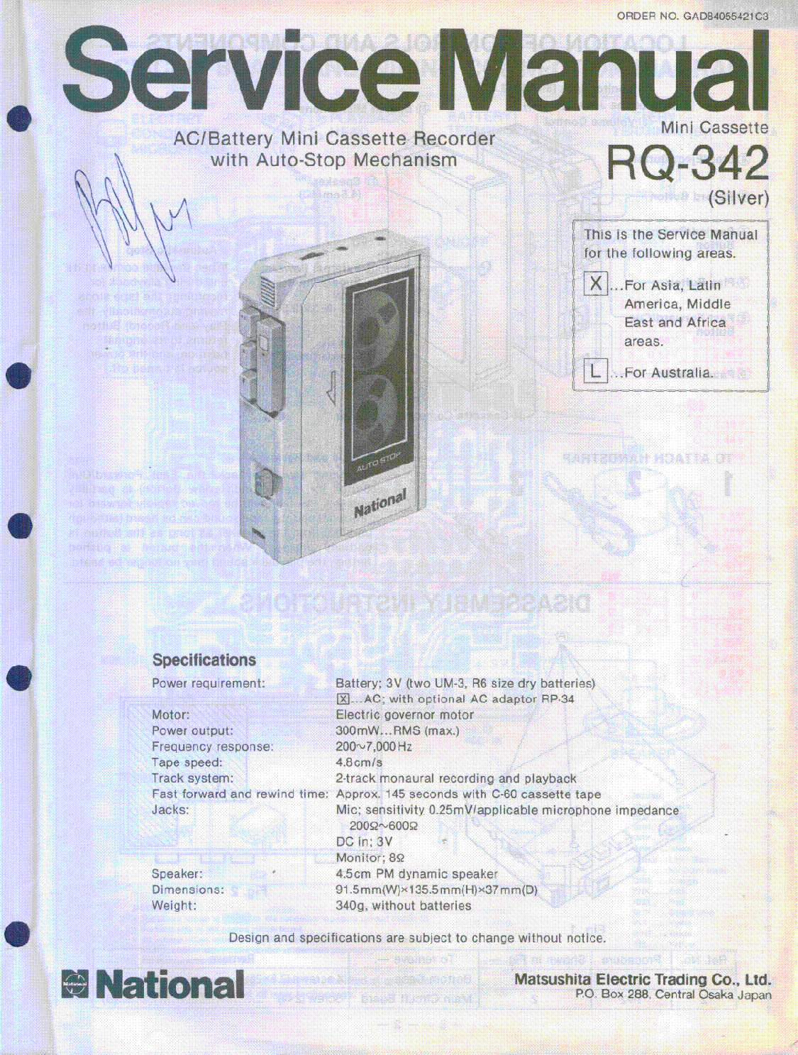 NATIONAL RQ342 service manual