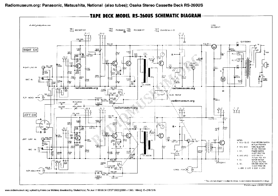 NATIONAL RS-260US SCH service manual