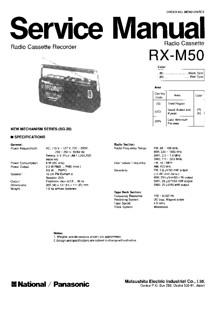 NATIONAL RX-50 SM service manual