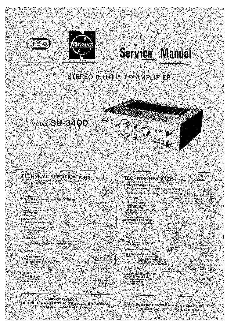 NATIONAL SU-3400 service manual