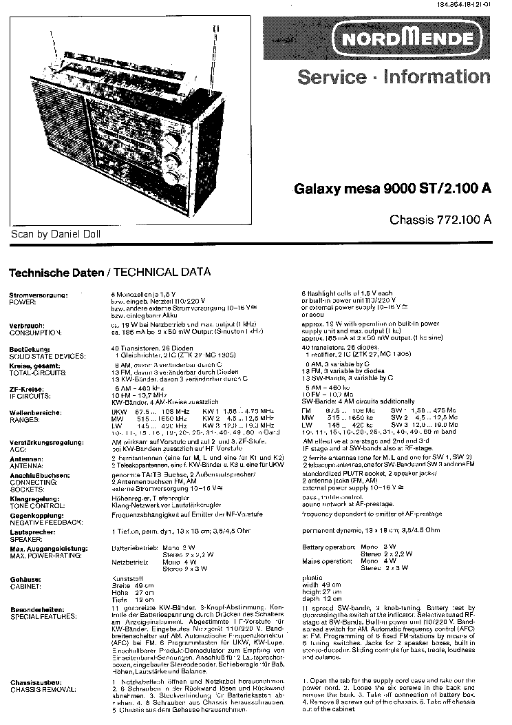 Service Manual-Anleitung für Nordmende Galaxy Mesa 2200 3.110 A 