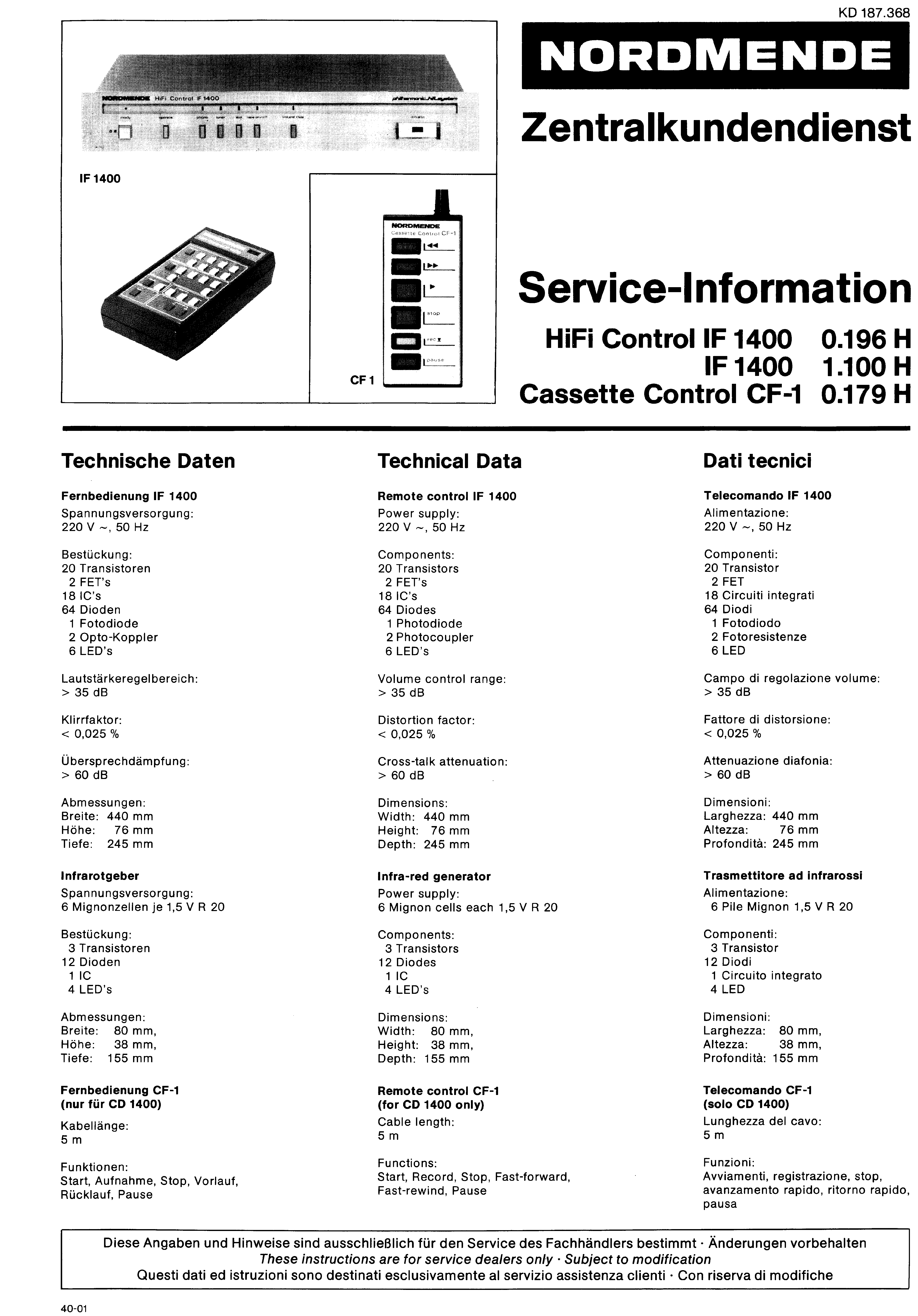 Service Manual-Anleitung für Nordmende CD 1500
