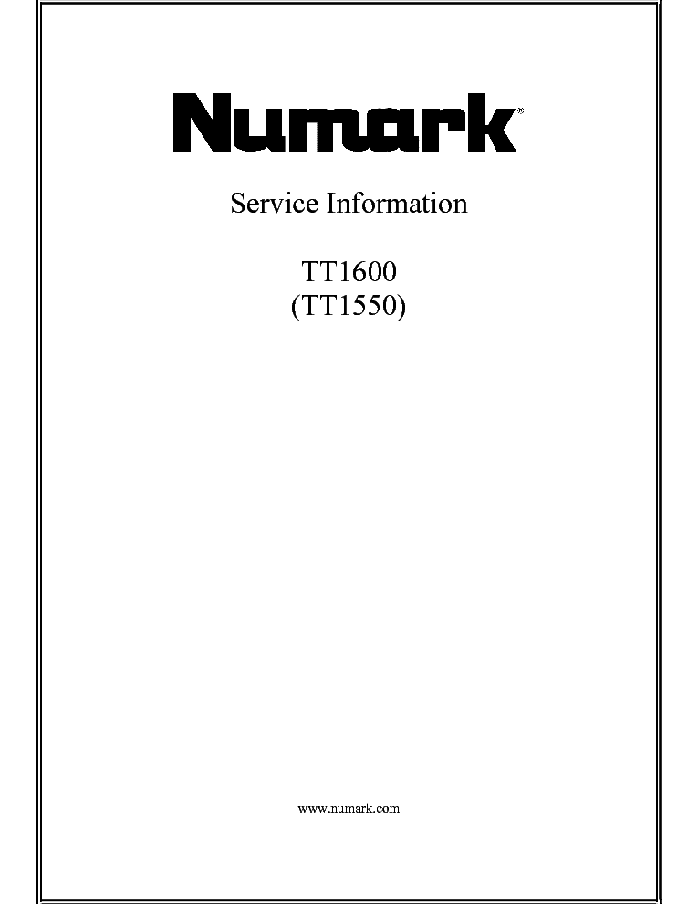 NUMARK TT-1550 Service Manual schematics, eeprom, repair info for electronics