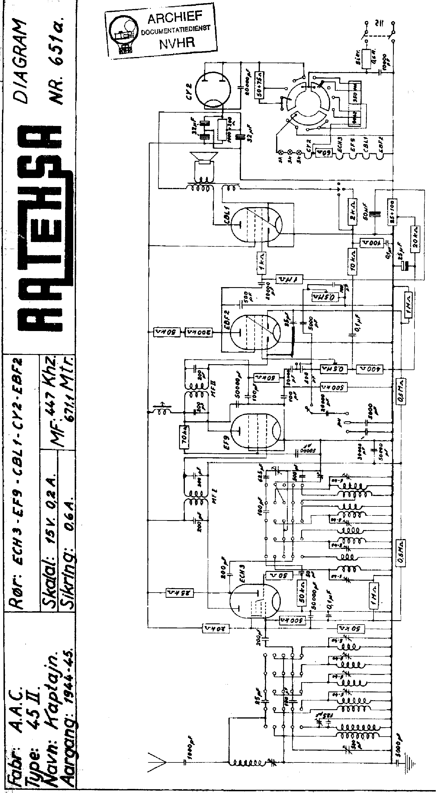 AAC KAPTAJN45II RECEIVER 1944 SCH service manual