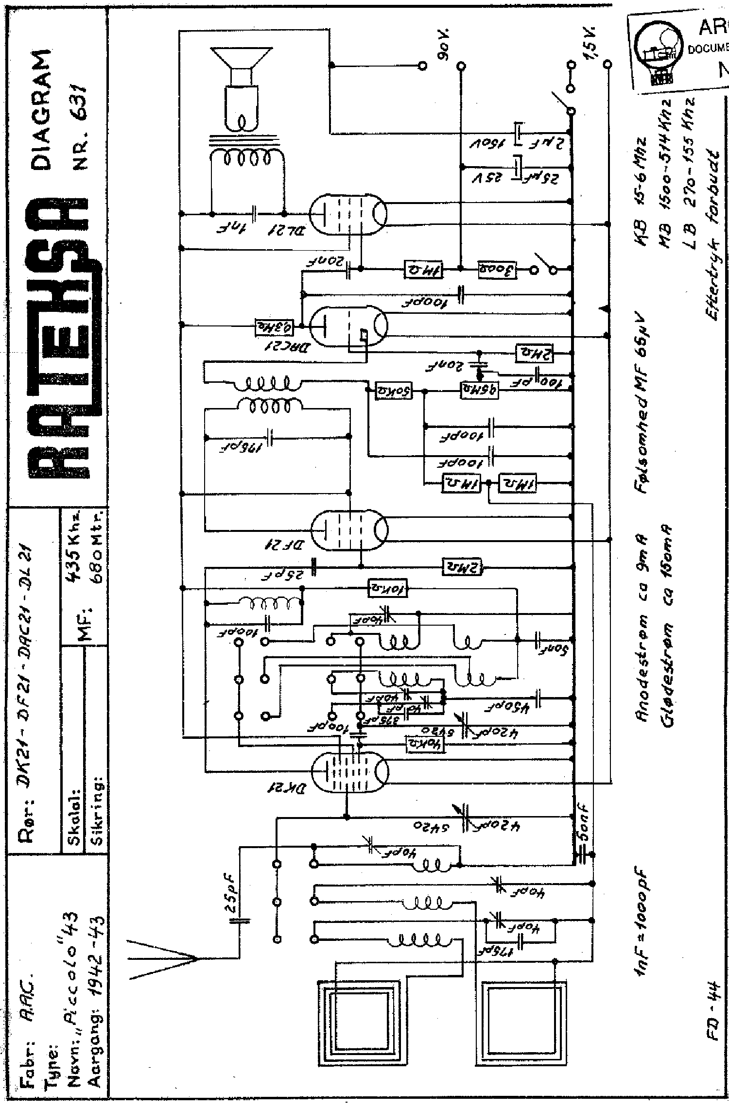 AAC PICCOLO43 RECEIVER 1942 SCH service manual