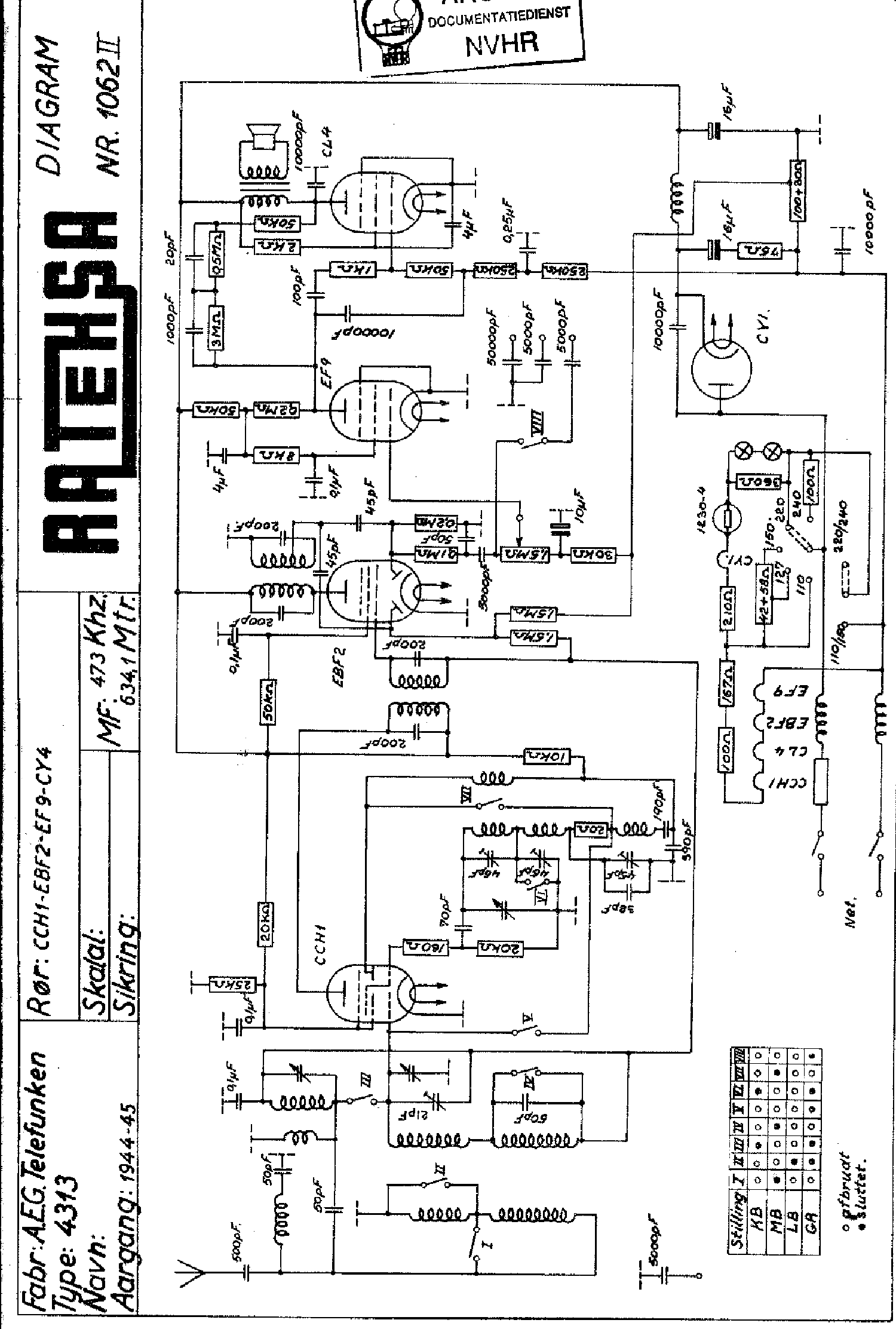 AEG 4313GW RECEIVER 1944 SCH service manual