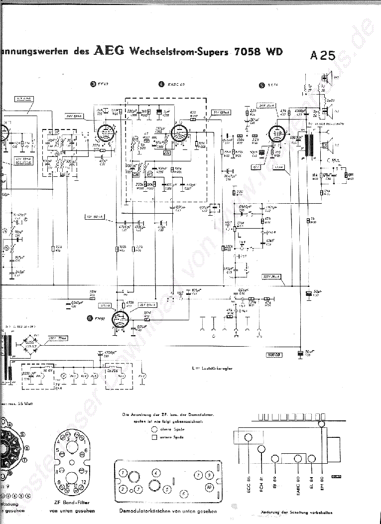 AEG 7058 WD SUPER RADIO 1958 SCH service manual
