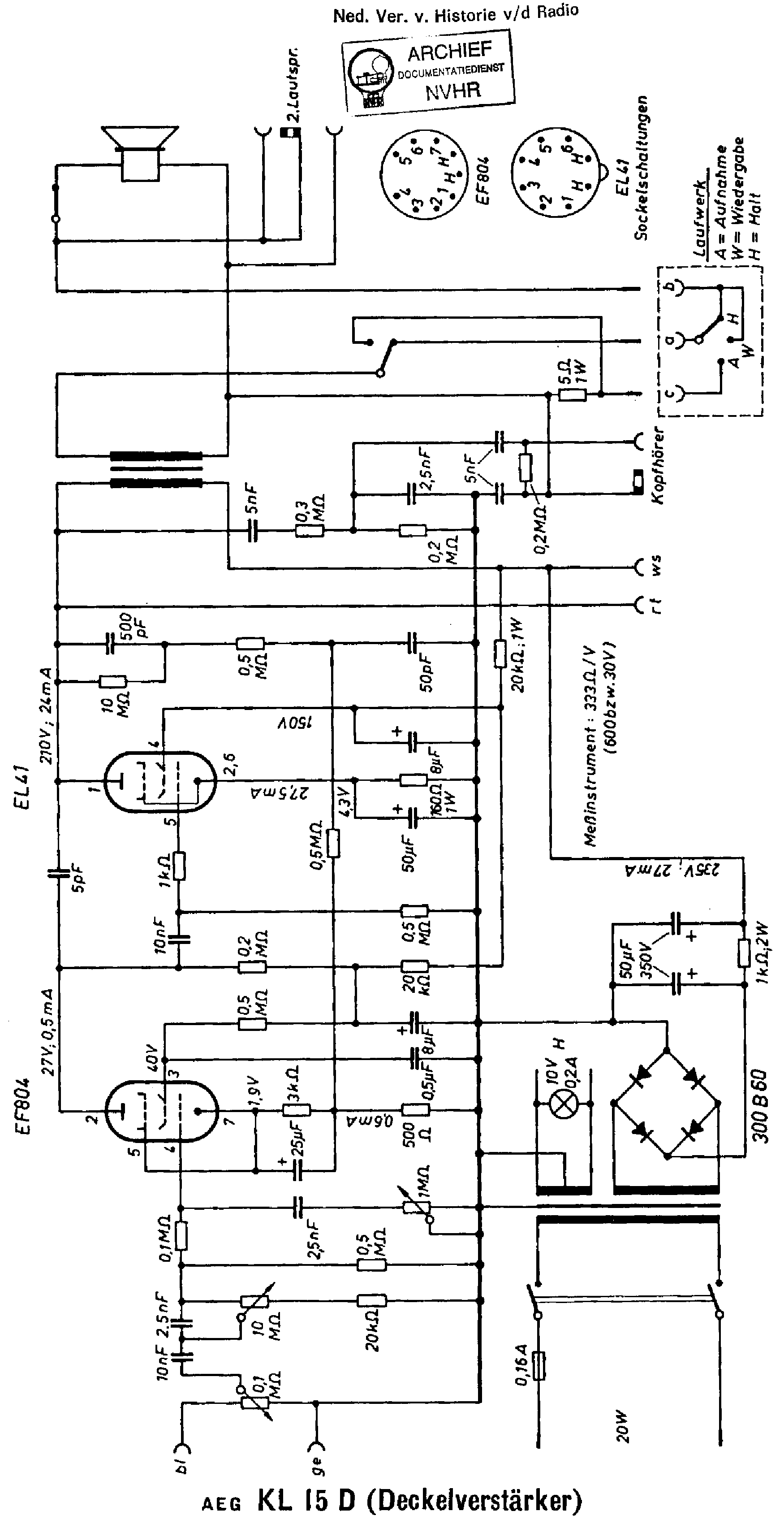 AEG KL15D DECKELVERSTARKER SCH service manual