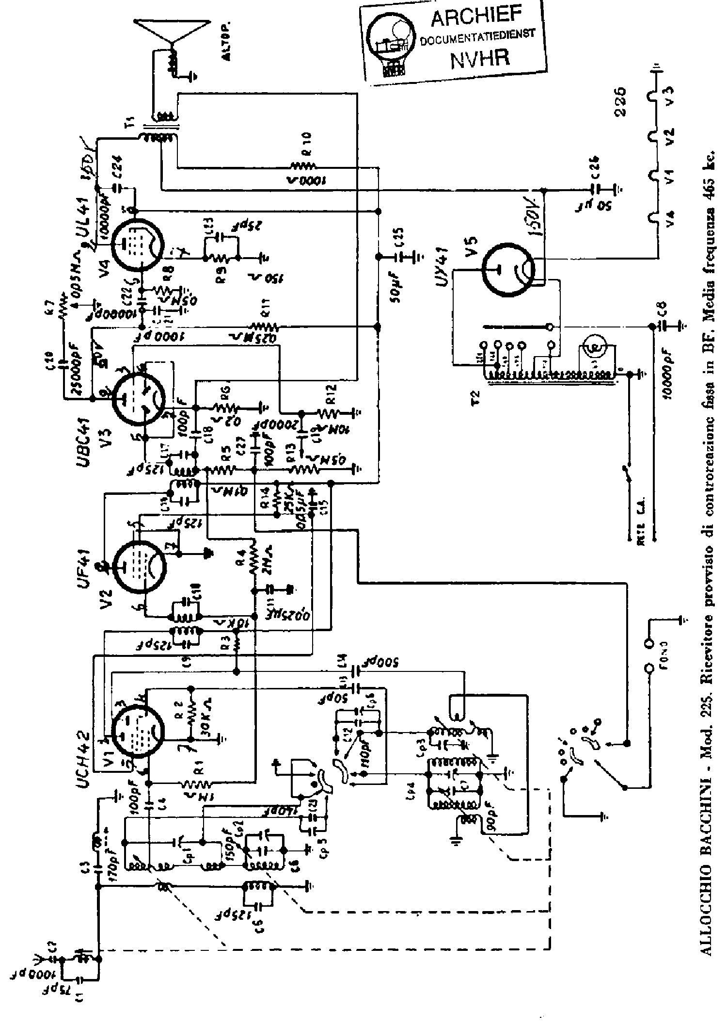 ALLOCCHIO BACCHINI 225 RECEIVER SCH service manual (1st page)